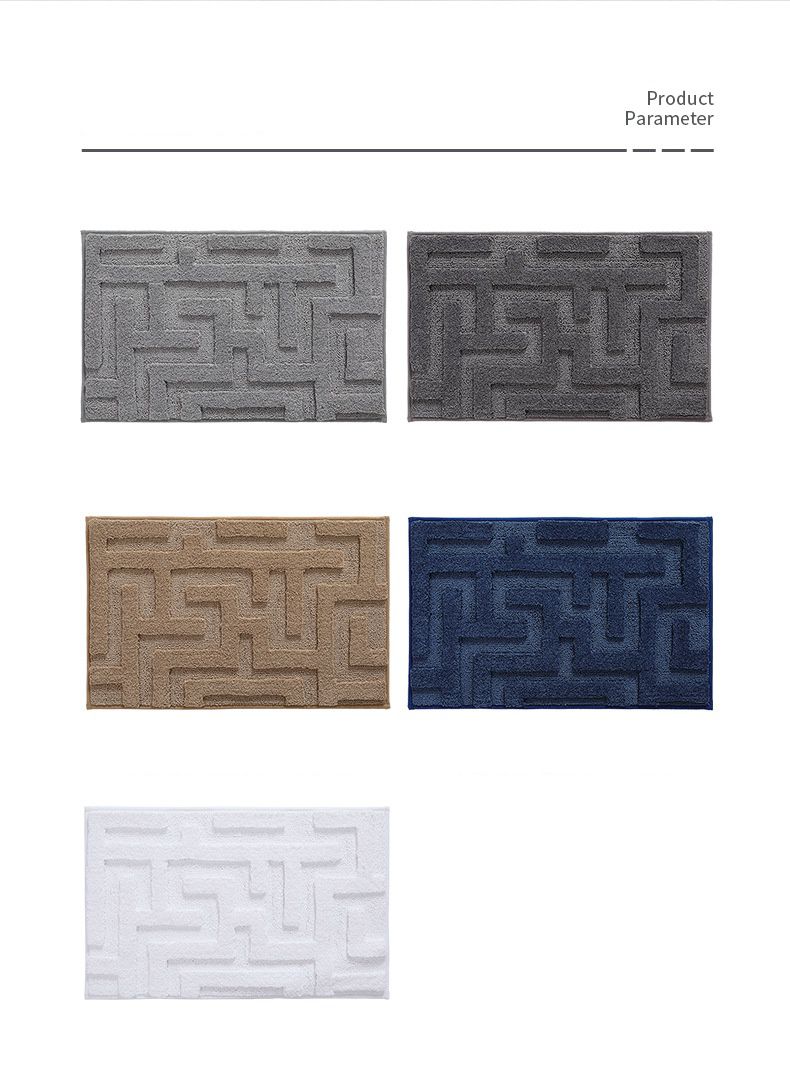 快速吸水植絨浴室腳踏墊-迷宮幾何-深灰色