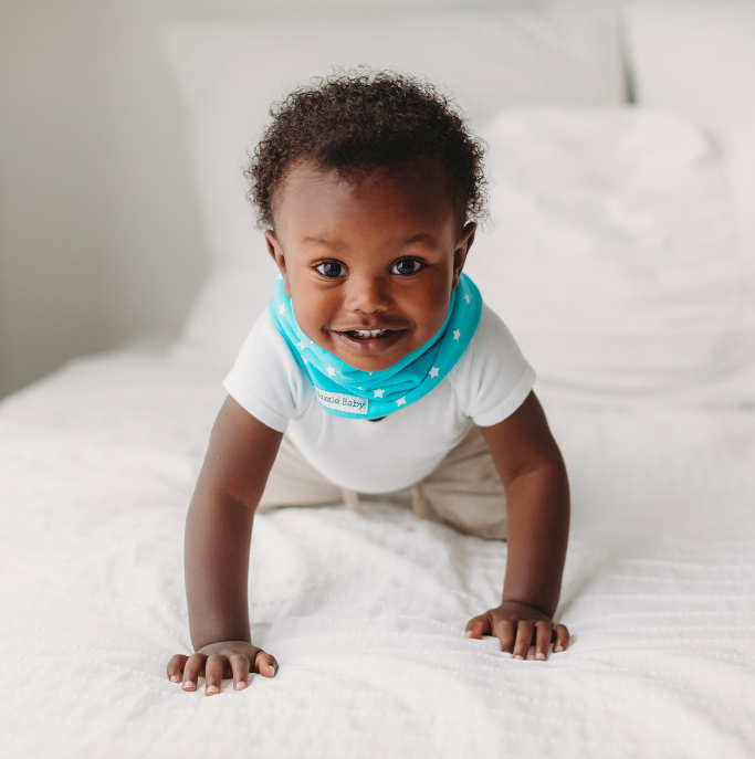 美國 Bazzle baby - 寶寶脖圍圍兜-水藍星星 (41*20cm/1入)