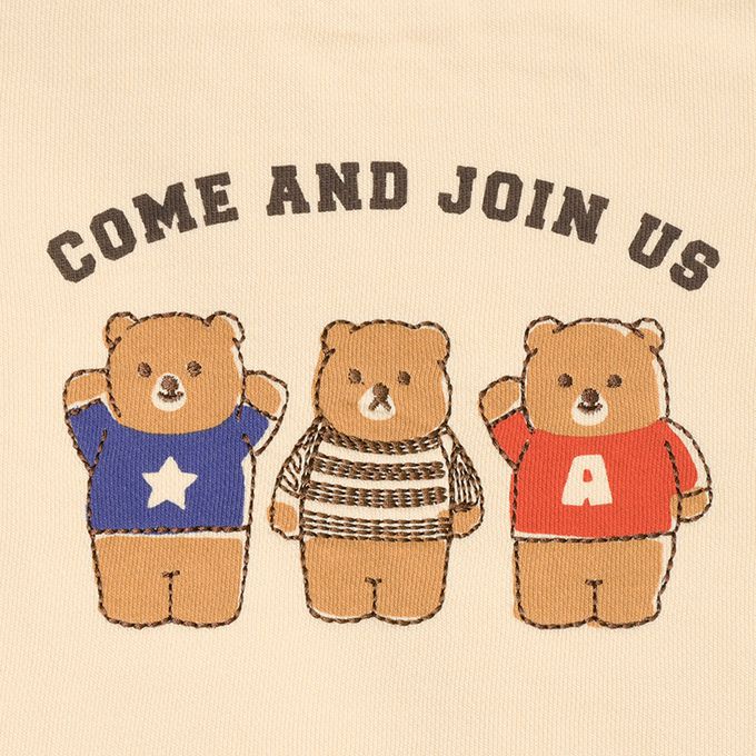 akachan honpo - 長袖休閒上衣-明線 刺繡-淺卡其色