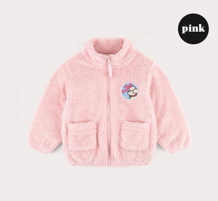 韓國 HEJMINI - 可愛狗狗半高領毛絨拉鏈外套-黃