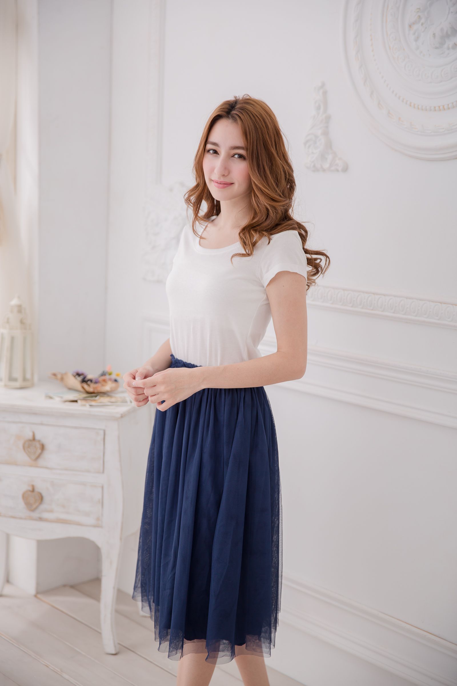 Peachy - 獨家訂製綿柔半身紗裙-半身中長版-午夜藍 (F)