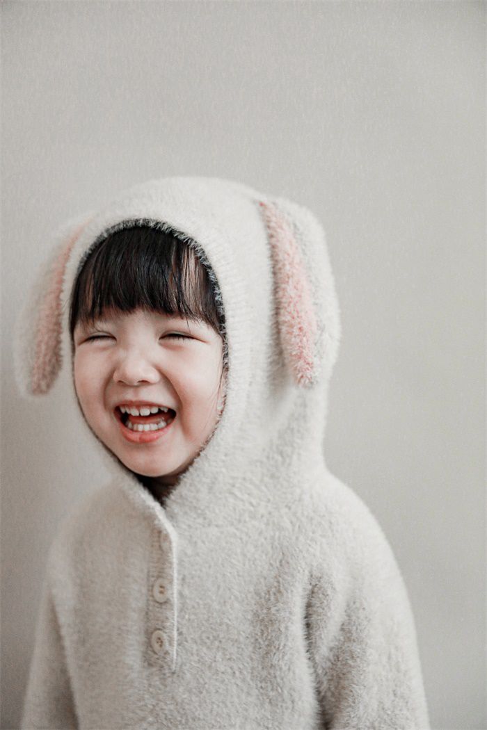 加厚連帽兒童造型上衣-熊耳朵-咖啡色