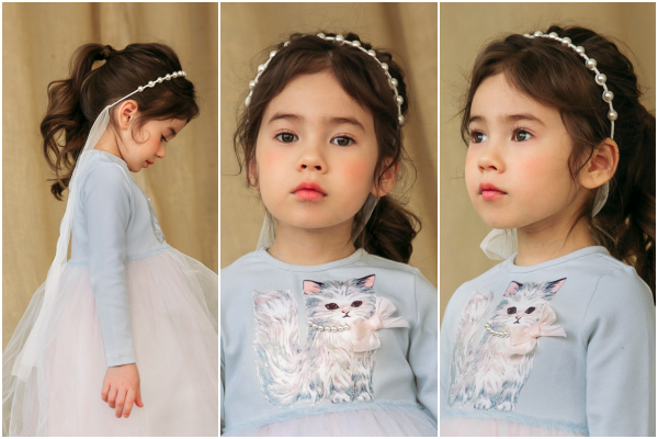 韓國 Merry Kate - 珍珠系緞帶髮帶-灰