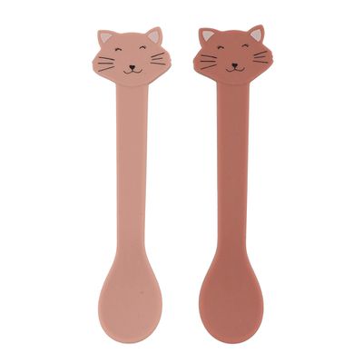 比利時 Trixie - 動物造型矽膠湯匙2入組-甜笑貓咪