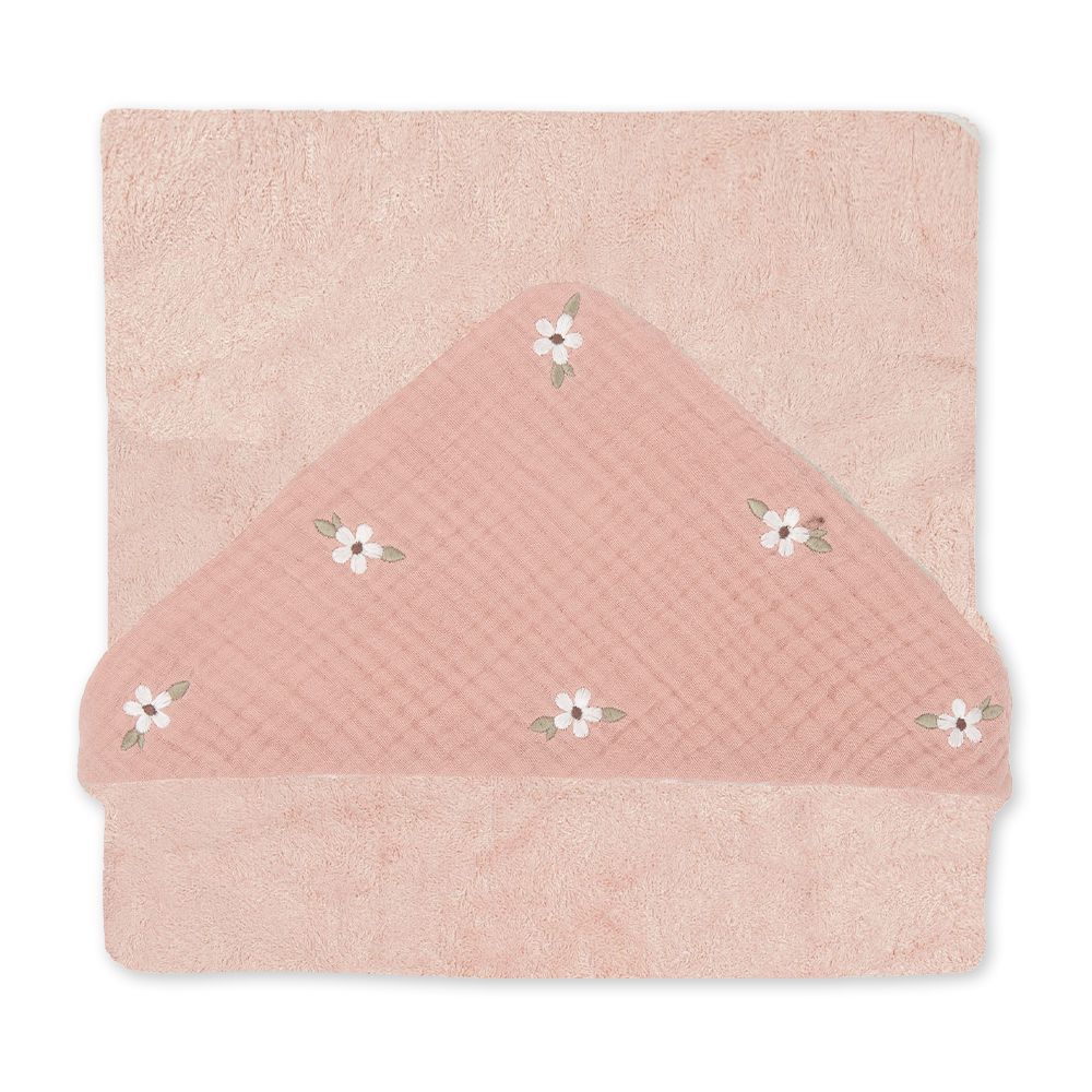 【bimbidreams】竹纖維連帽浴巾禮盒 75x75cm(寶寶新生兒禮 滿月禮 彌月禮 嬰兒禮盒)-小花朵