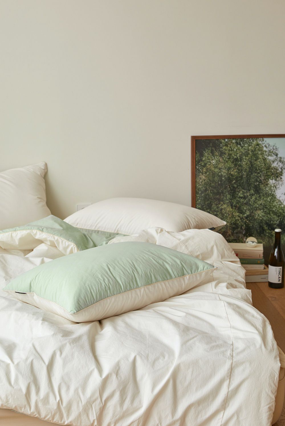 韓國 Maatila - 可水洗雙色高密度60支棉棉被(贈收納袋)-薄荷葉茶