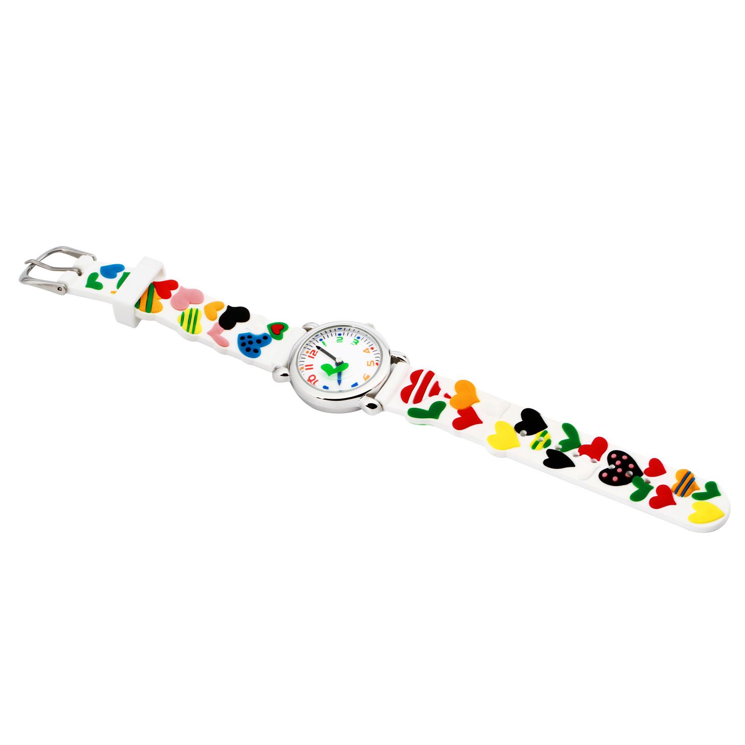 3D立體卡通兒童手錶-經典小圓錶-白色大愛心