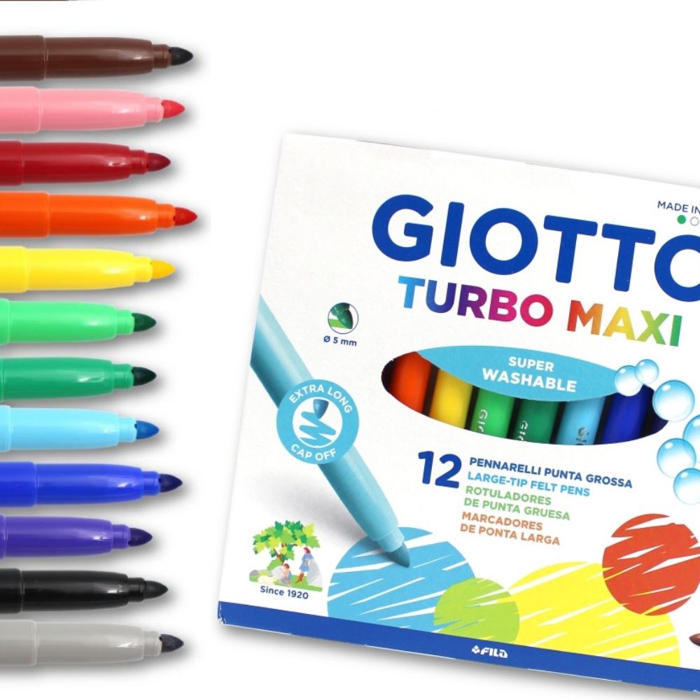 義大利GIOTTO - 可洗式兒童安全彩色筆(12色)