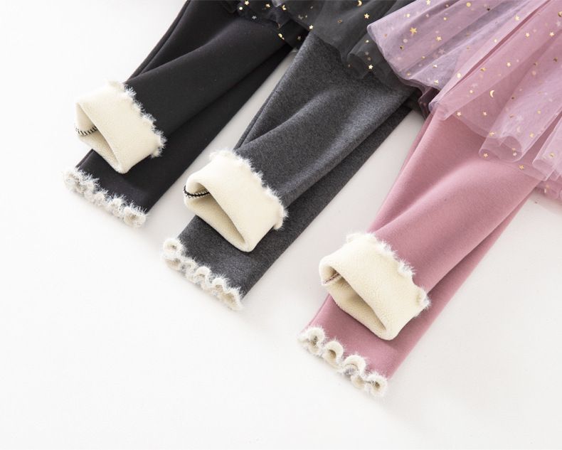 FANMOU - 加絨網紗亮片褲裙-星星月亮-灰色