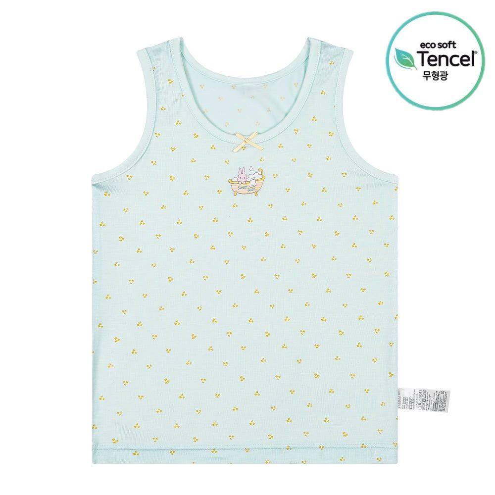 天絲纖維透氣背心內衣(女寶)-兔兔泡澡-水藍