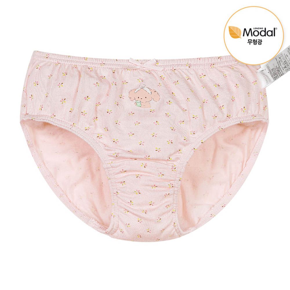 莫代爾親膚絲滑三角褲(女寶)-髮帶狗狗-粉