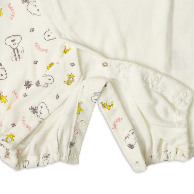 akachan honpo - 長袖連身衣-大臉史努比-白色 (50~60cm)