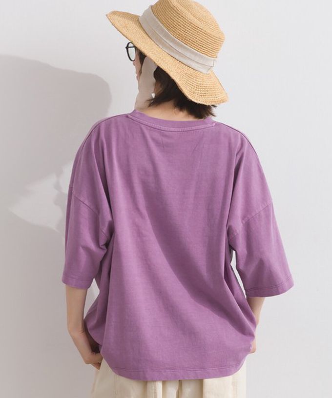 日本 Lupilien - 純棉復古刷色簡約落肩五分袖上衣-象牙白