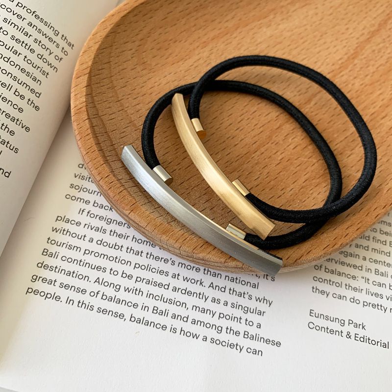 簡約金屬一字髮圈-金色