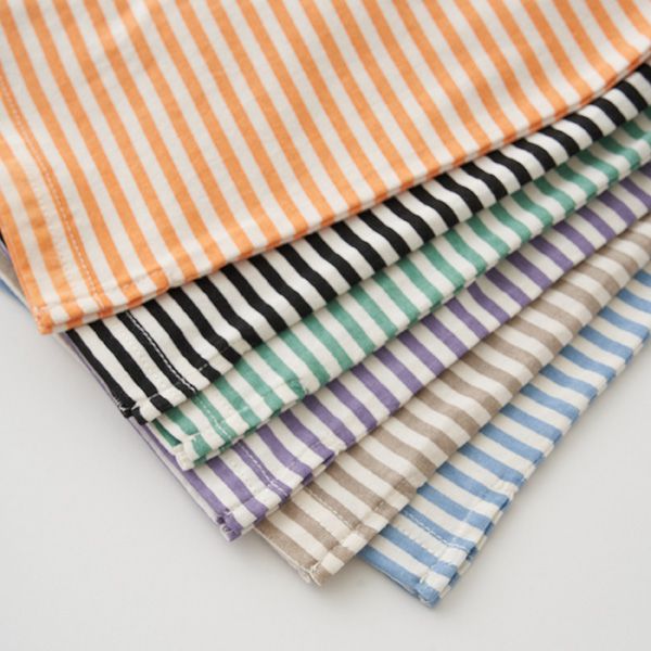 日本 b-ROOM - 100%棉 下擺品牌標籤條紋長袖上衣-黑