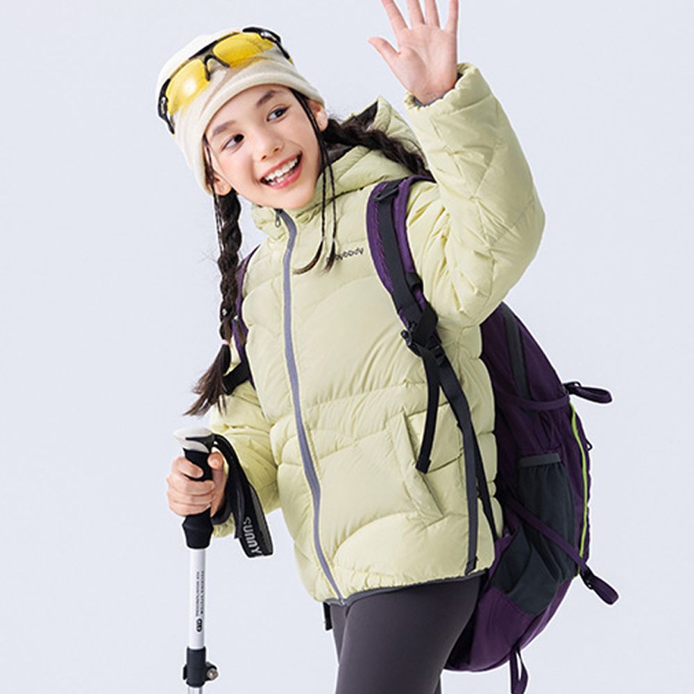 4級防水90%羽絨輕暖連帽外套-黃綠