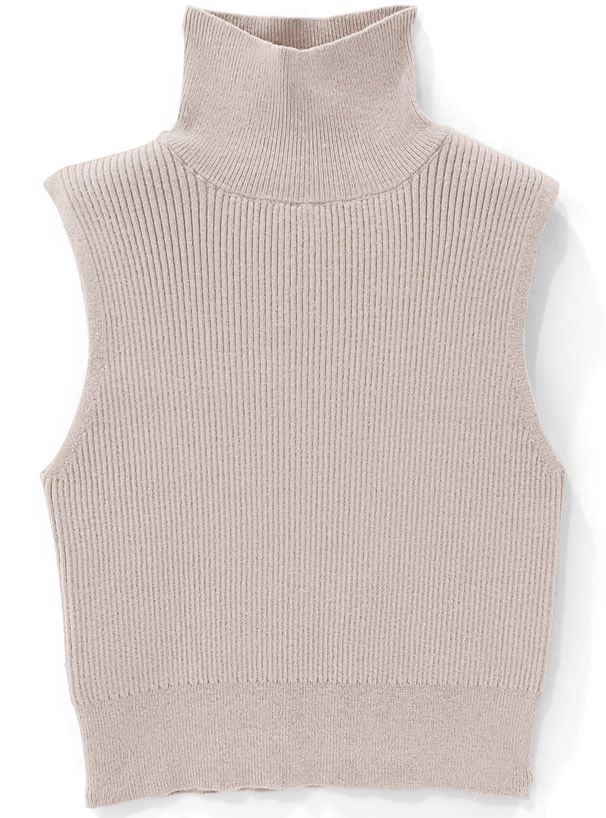 日本 GRL - 顯瘦高領針織背心/無袖上衣-春櫻粉