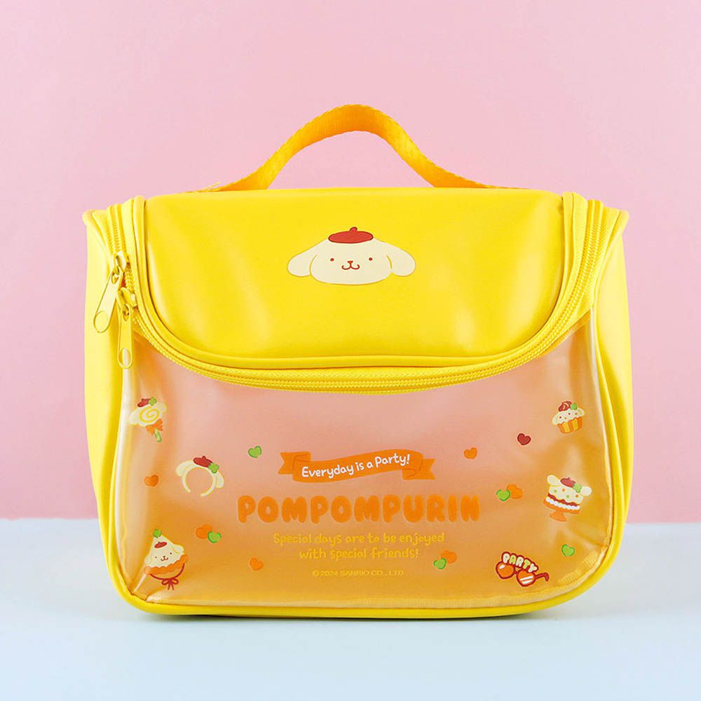 霧面大開口防水化妝包/收納包-卡通人物布丁狗-黃 (23.5X19cm)