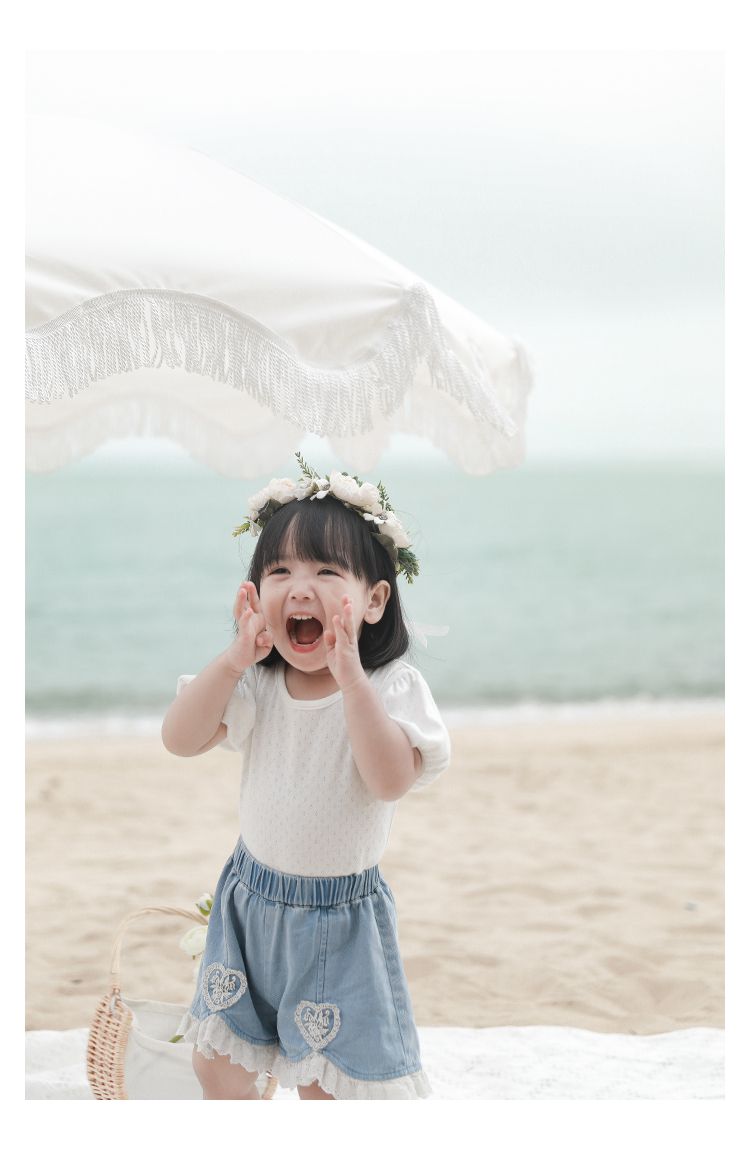 鳥眼簍空泡泡袖上衣-黃色