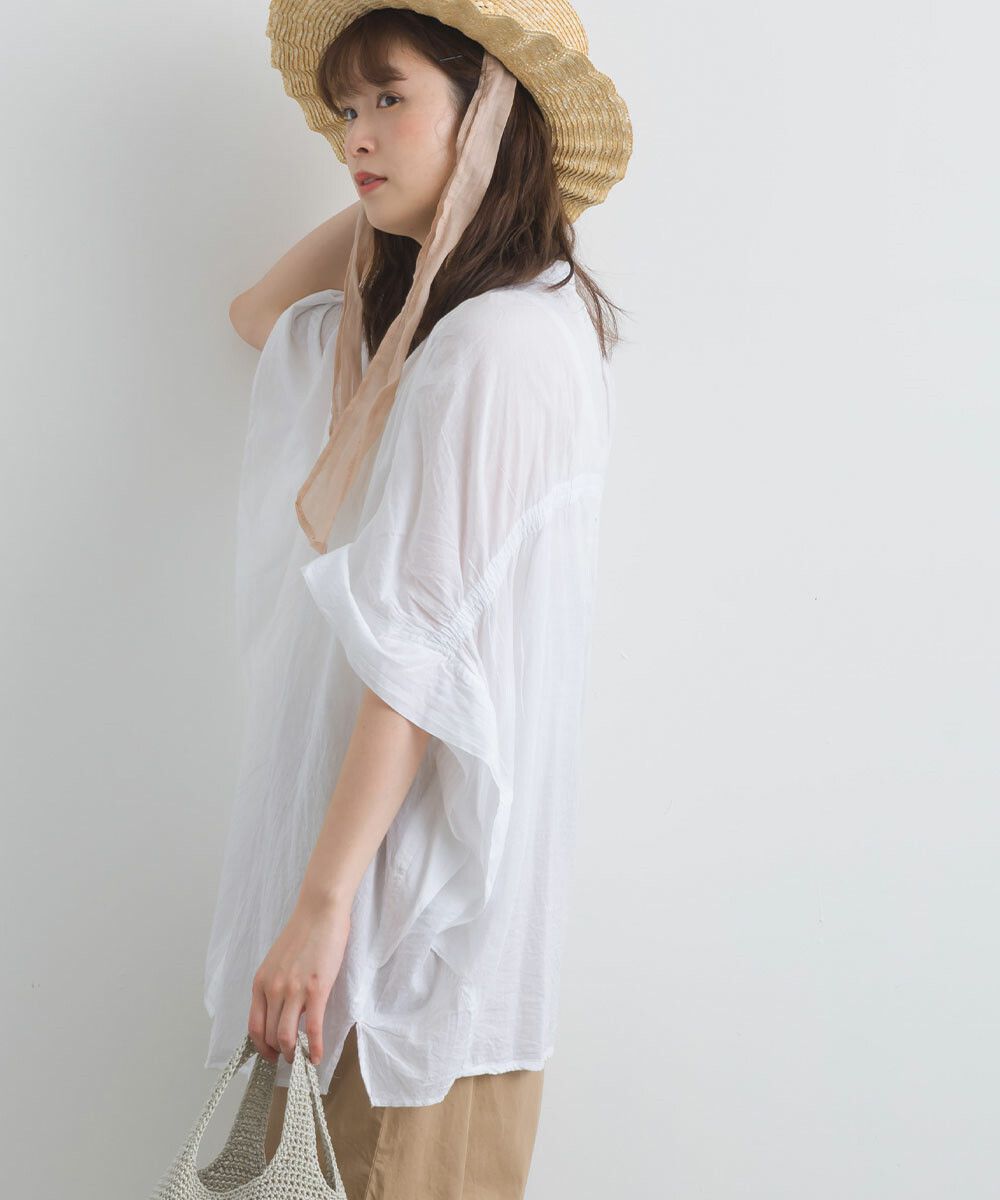 日本女裝代購 - 100%印度棉 質感百搭落肩短袖襯衫-經典黑