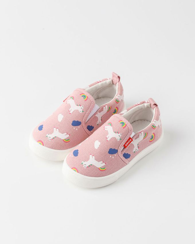 韓國 OZKIZ - 童話動物印休閒鞋/室內鞋-彩虹獨角獸-粉紅