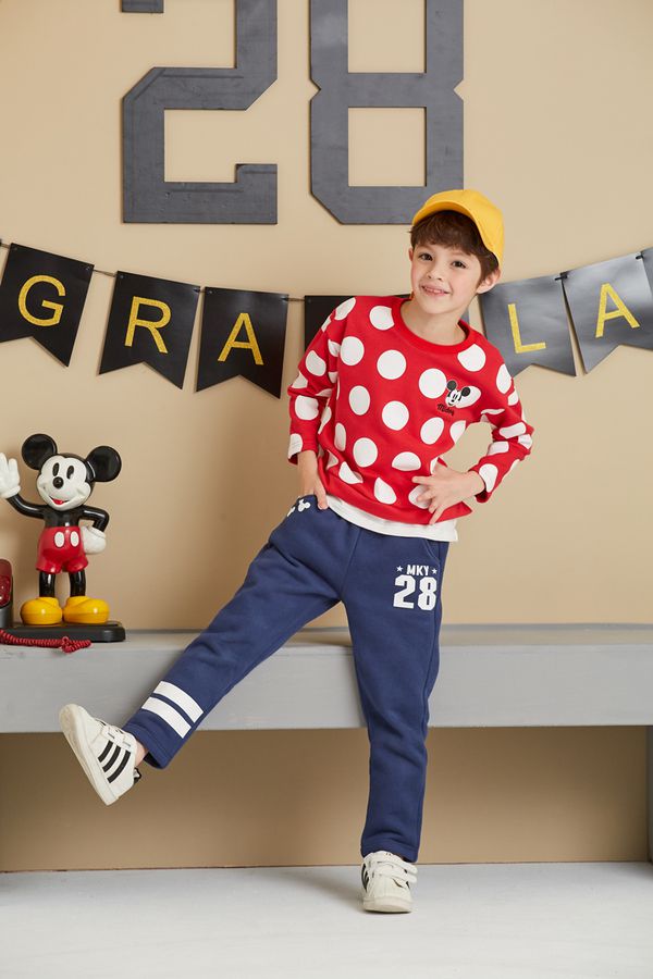 麗嬰房 Disney - 米奇系列運動刷毛長-靛藍