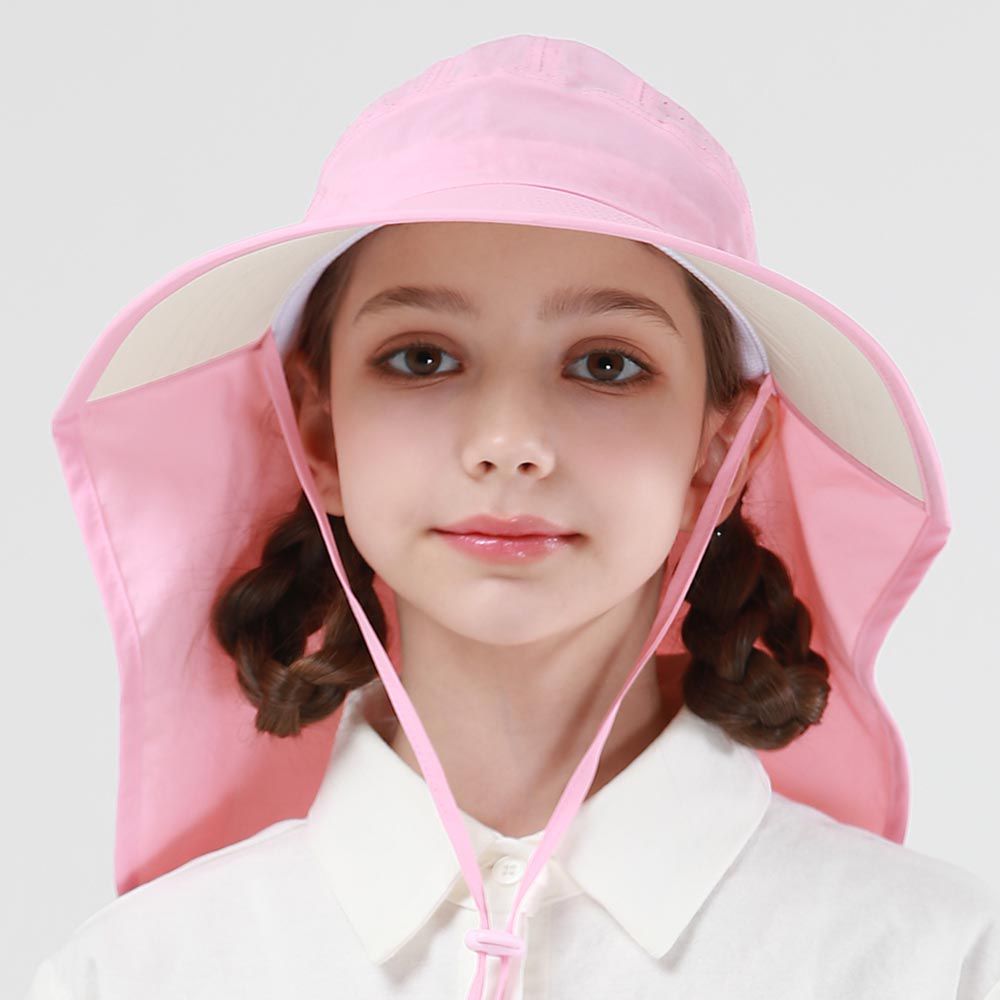 韓國 Beach Boom - 韓製UPF50+防水透氣遮脖帽-亮粉紅