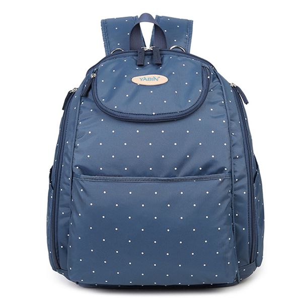 YABIN - 全新多功能輕巧夾層媽媽包-寶藍波點