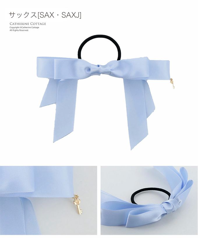 日本 Catherine Cottage - 長蝴蝶結鑰匙墜飾髮圈-嬰兒粉