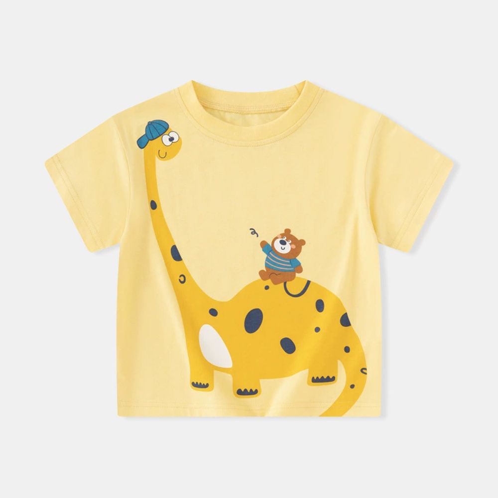 純棉短袖上衣-雷龍好朋友-黃色