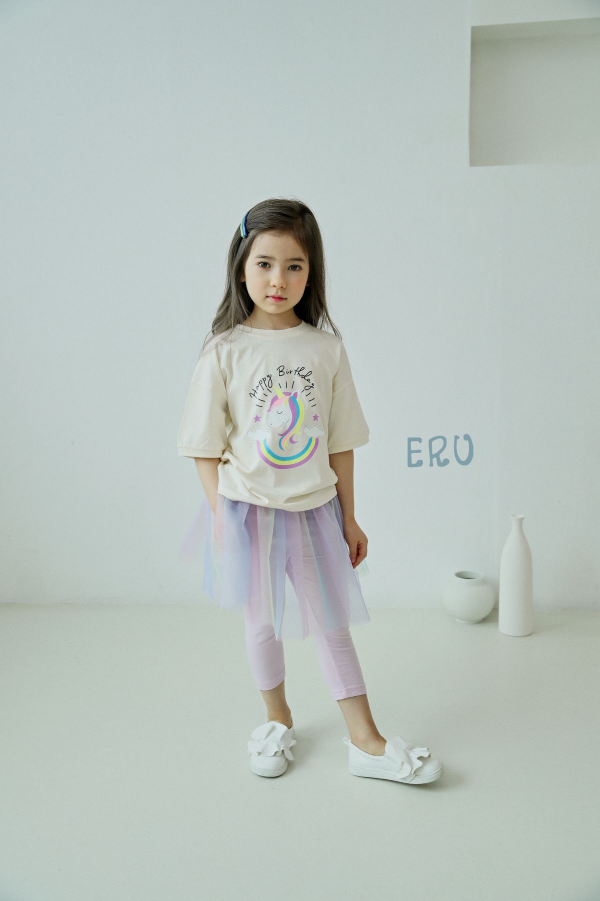 韓國 ERU - 彩虹獨角獸印花T-紫