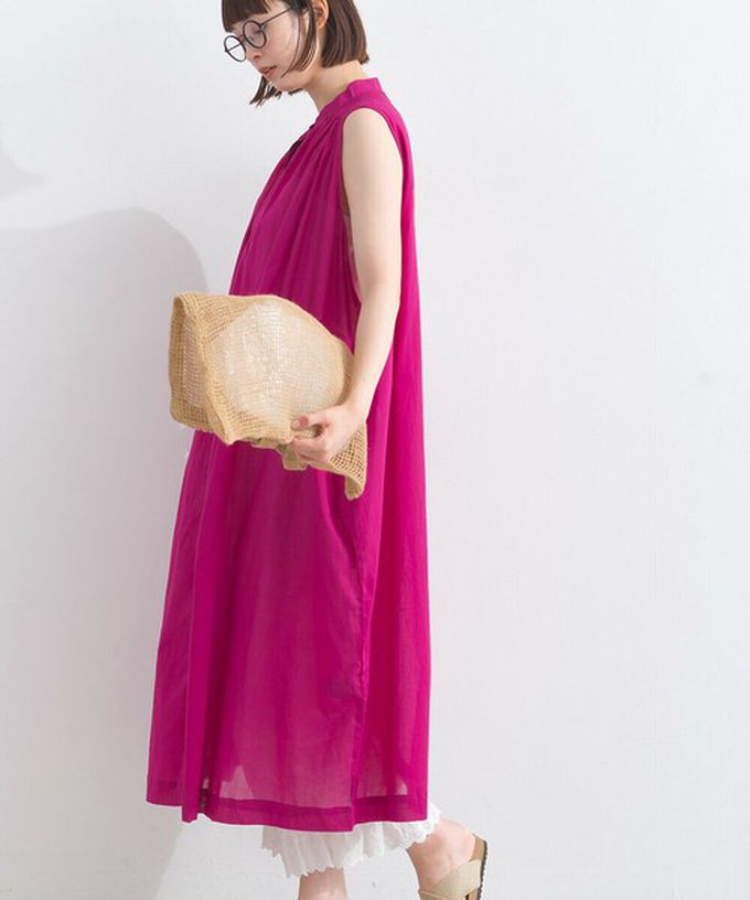 日本 Lupilien - 100%印度棉 清爽素色無袖洋裝-薄荷