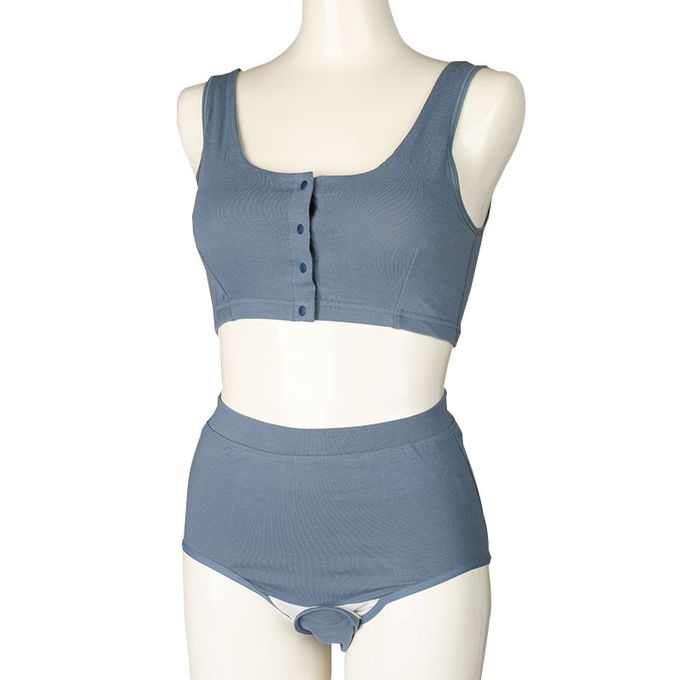 akachan honpo - 產後護理內褲腹部舒適款-素面-藍色