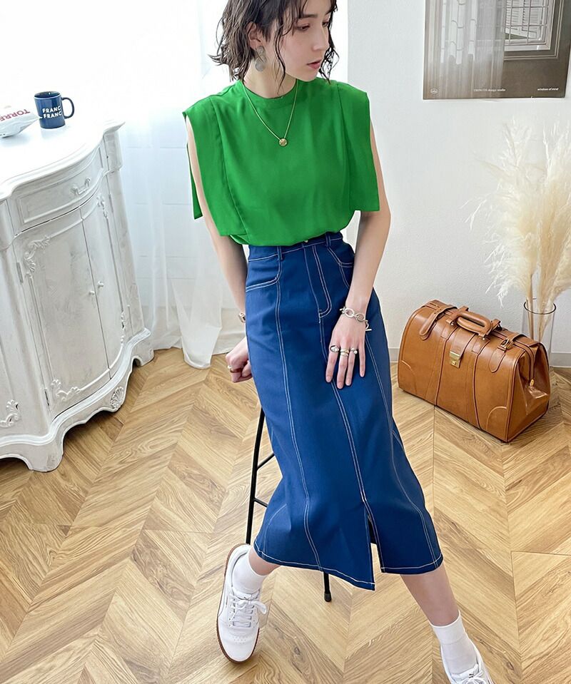 日本 Classical Elf - 優雅時尚雪紡無袖上衣-點點-春芽綠