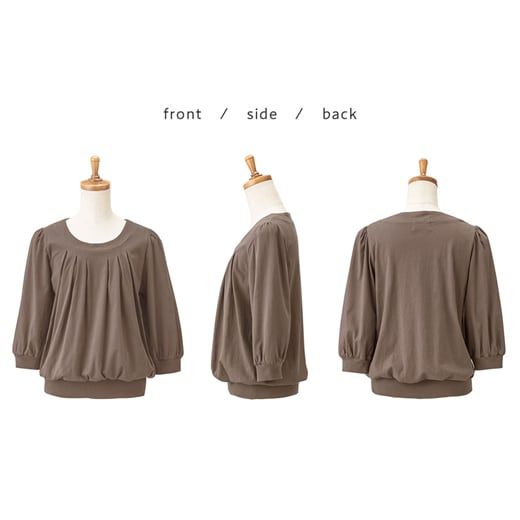 日本 BELLUNA - 100%棉柔軟抓皺長袖上衣-海軍藍