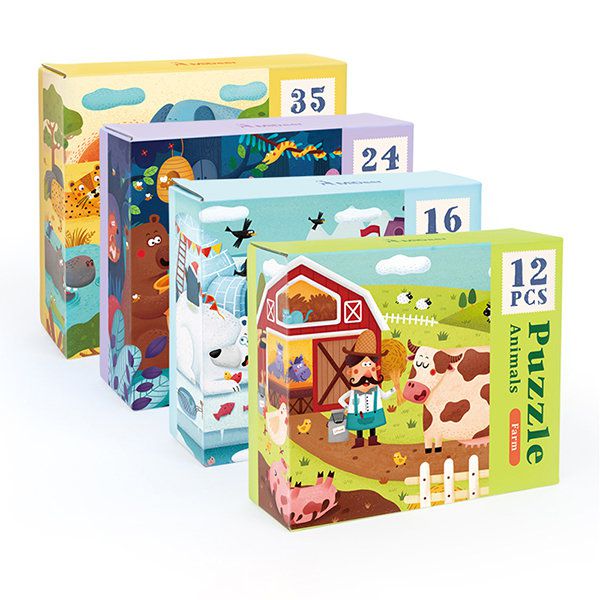 MiDeer - 四合一拼圖-動物-12片，16片，24片，35片拼圖