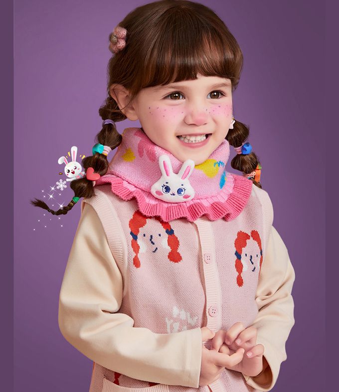 韓國lemonkid - 卡通針織圍脖 (咖啡小熊)