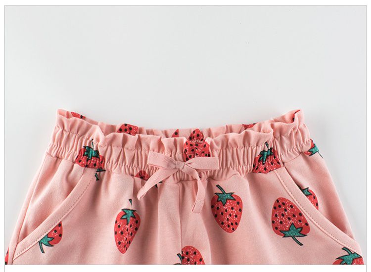 純棉兒童短褲-愛心-杏色