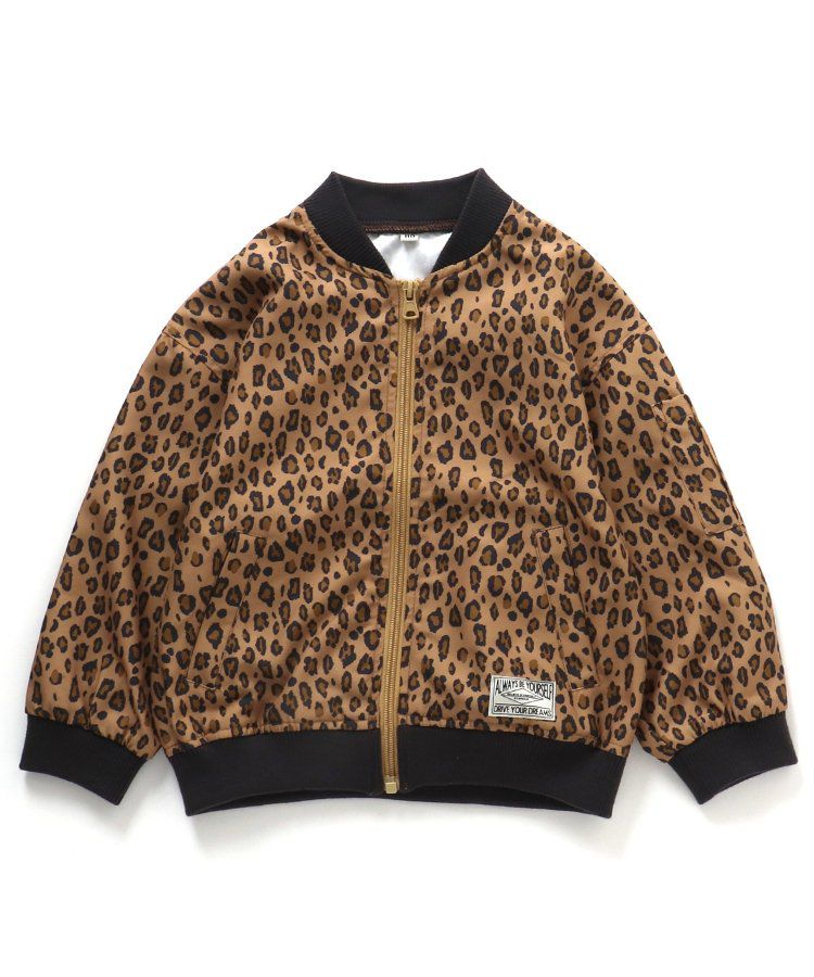 日本 BREEZE - 背後標語帥氣MA-1飛行夾克-焦糖豹紋