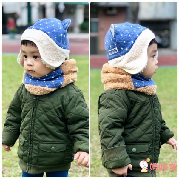 日本 Connect M - 日本製可愛冬帽-小童款-熊耳漁夫帽_紅藍格子-74-2006