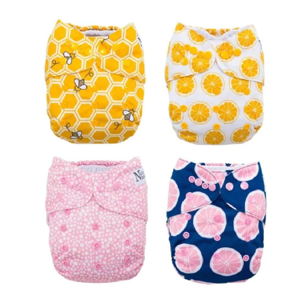 Nora's Nursery - 成長型口袋式布尿布-4件組 附尿墊-蜂琴萬種 (4.5~16公斤)