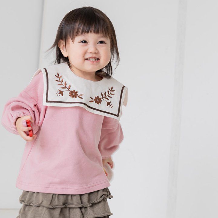 日本 Chil2 - 歐風文藝刺繡方領長袖上衣-薄荷綠