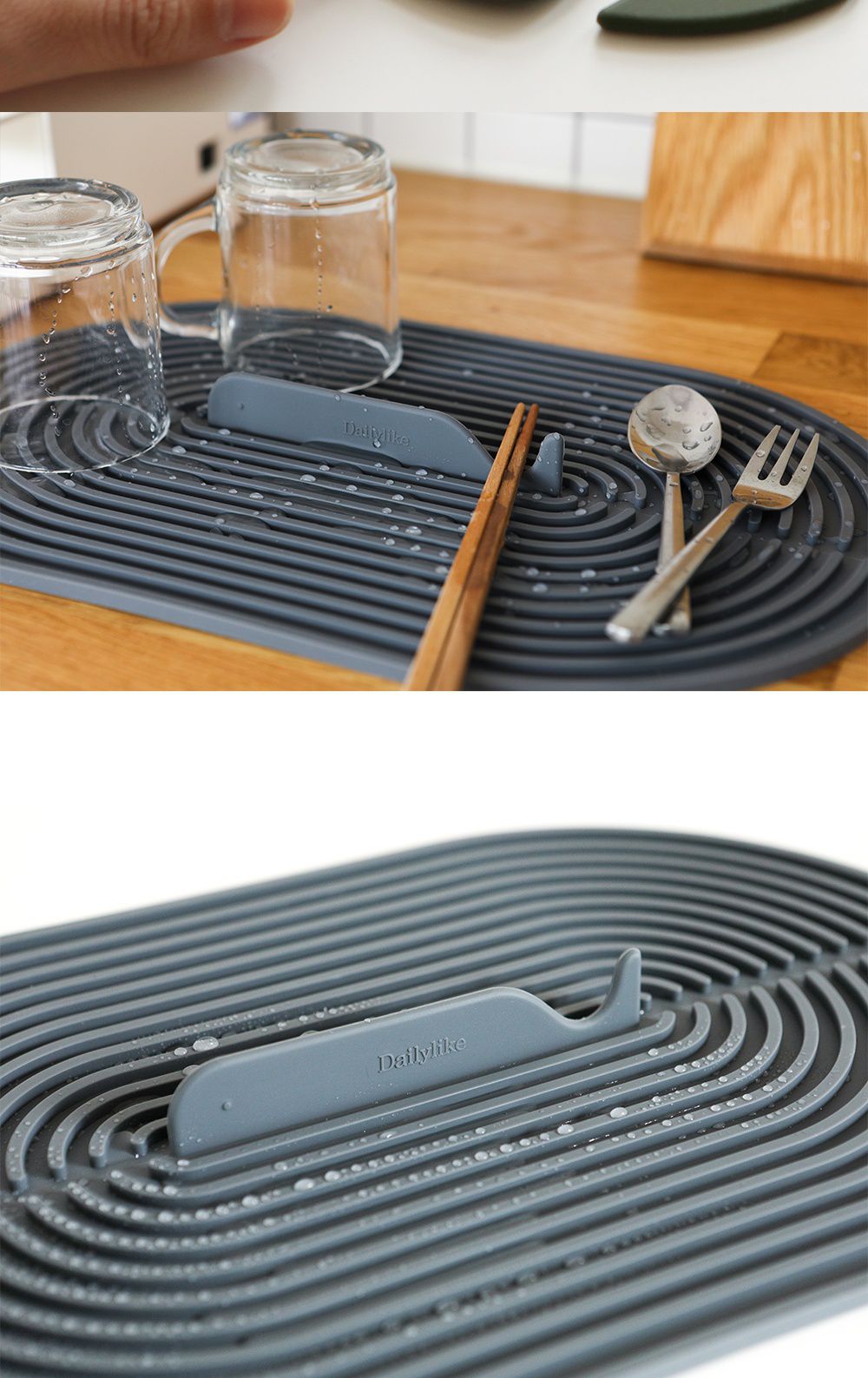 韓國 Daily Like - 矽膠瀝水板-方形綠 (長31.8cm, 寬23.3cm)