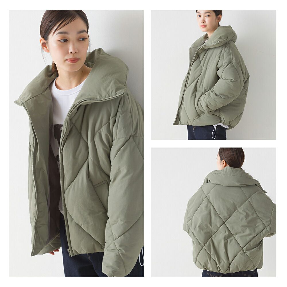 日本 OMNES - 超大翻領俐落溫暖羽絨外套-黑