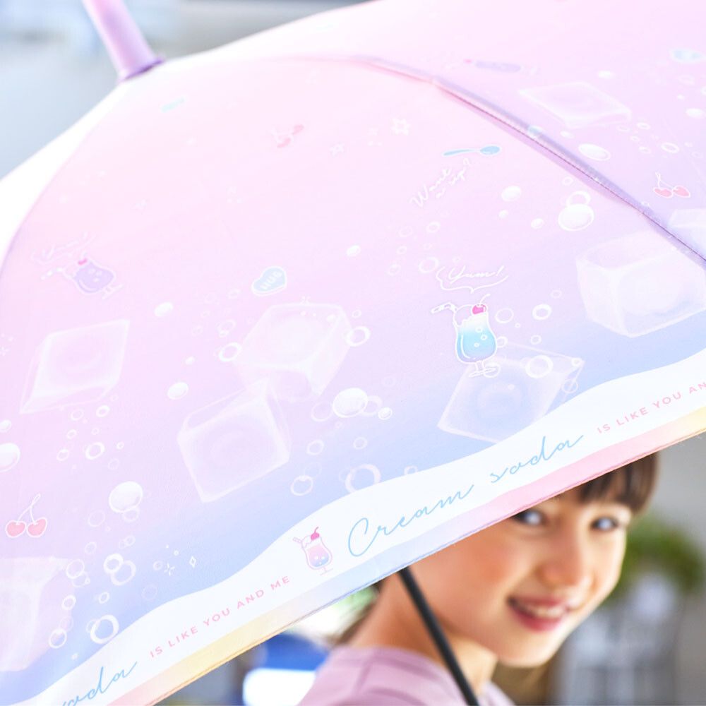 日本中谷 - 透明窗設計兒童雨傘/直傘-冰淇淋蘇打-水藍 (55cm(身高130cm以上))
