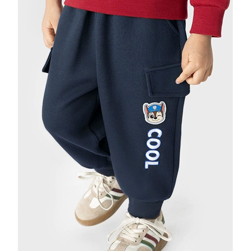卡通汪汪隊彈性運動束口長褲-卡通人物阿奇-藏青