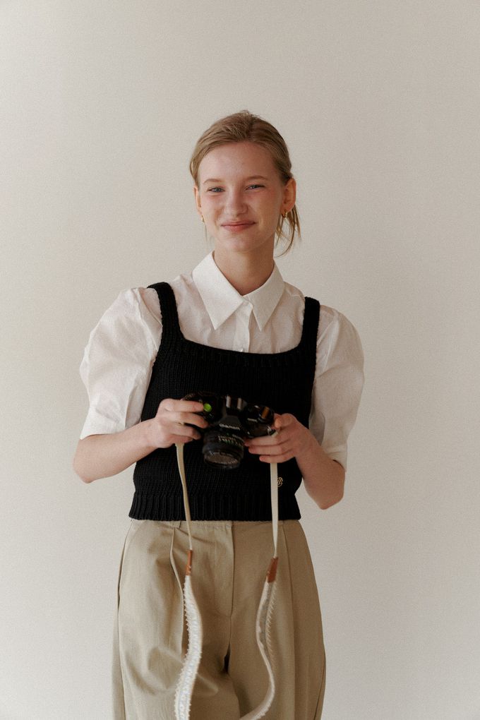 韓國女裝連線 - 高雅公主袖翻領襯衫-象牙白 (FREE)