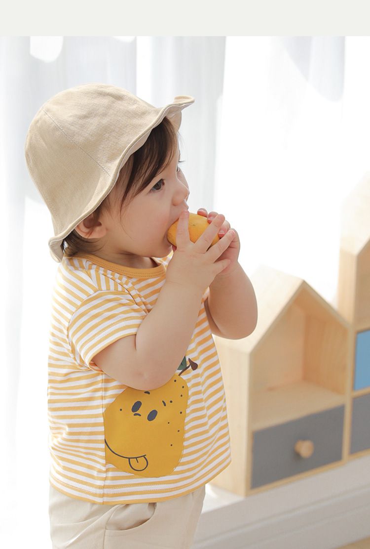 條紋短袖上衣-微笑番茄-紅+白