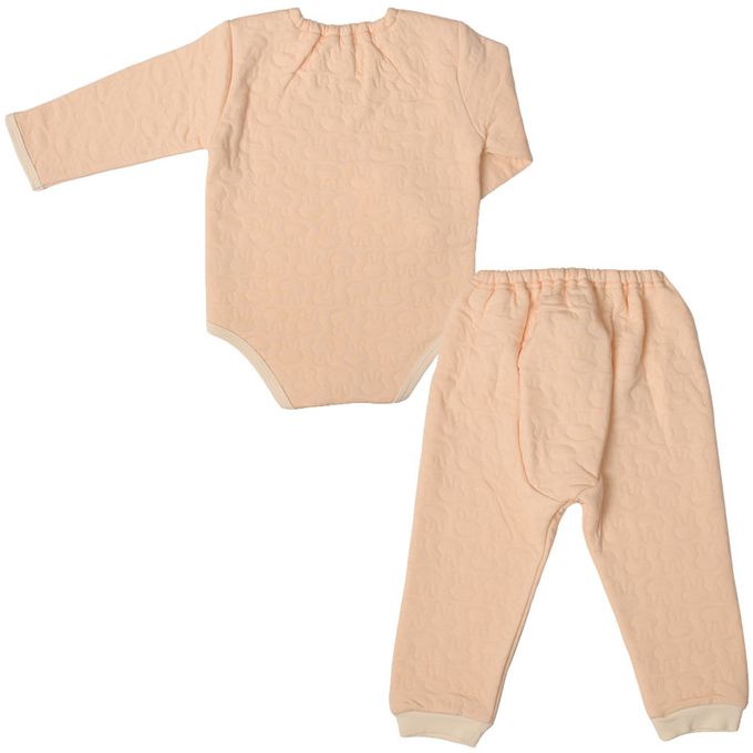 akachan honpo - 長袖包屁衣家居服-保暖鋪棉 兔子-粉紅色