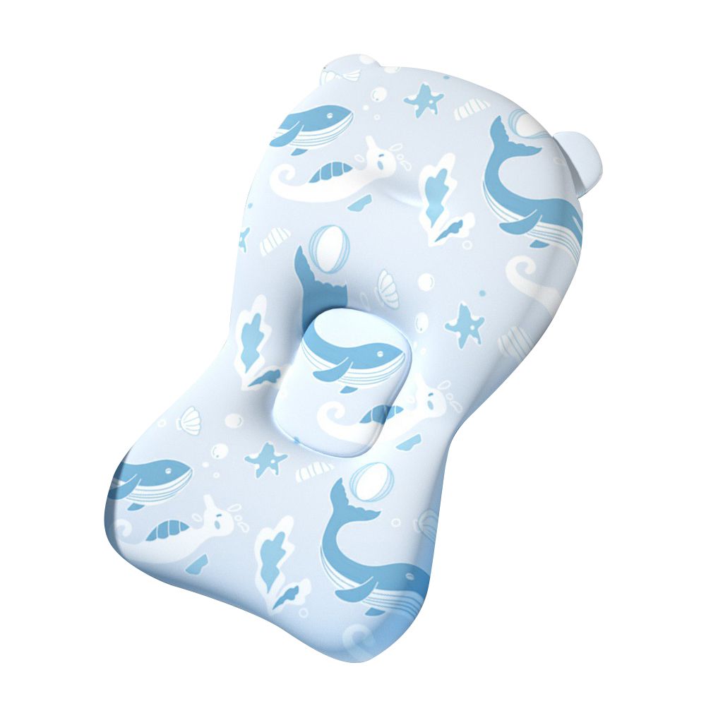 寶寶防滑洗澡墊 鯨魚漂浮沐浴墊 新生兒沐浴網兜 浴網 洗澡墊-藍色鯨魚 (43*33cm)